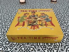 Rare Plasco Toy Vintage Tea-Time Plastic Dishes Tea Set Red Blue Cream