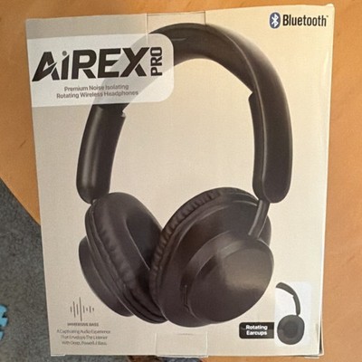 AiREX PRO Wireless Headphones Noise Isolating Rotating Ear Cups Black