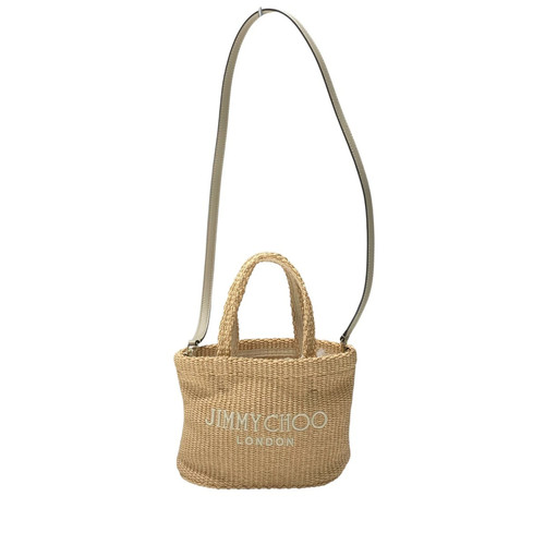 Jimmy Choo Beach Tote Bag E W Mini Raffia Bag Beige 280526
