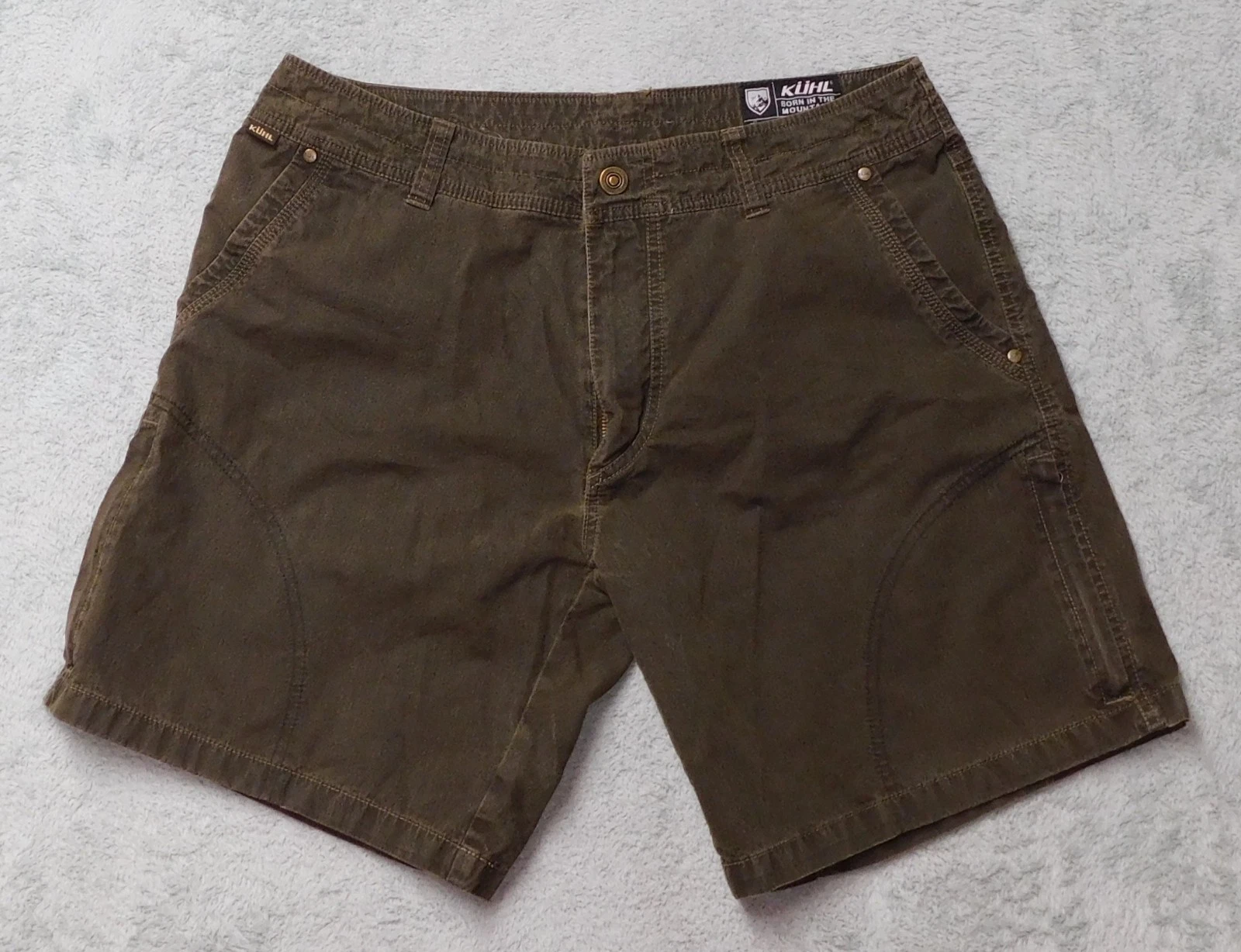 Kuhl Ramblr Vintage Patina Dye Men's Sz 34 Brown Hiking Shorts Outdoors Camping