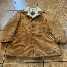 Vintage SCHOTT BROS Rancher Suede Leather Sherpa Western Jacket Men’s Size 44