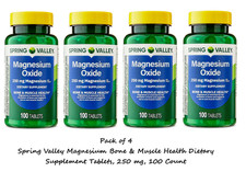 Spring Valley Magnesium Bone  Muscle Health Dietary Supplement, 250 mg,4x100 Ct