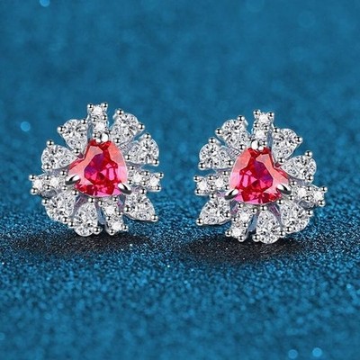 Certified 1.6ct Heart Lab Grown Tsavorite Diamond Stud Earrings 18K Gold Vermeil