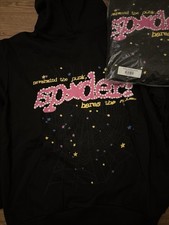 Sp5der Men's Hoodie Black and Pink Size Brand New with Tags Size XL