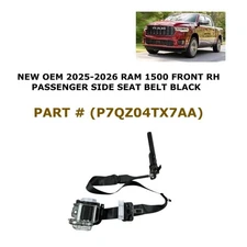 NEW 2025 RAM 1500 front right side seat belt BLACK P7QZ04TX7AA