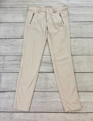 RAFFAELLO ROSSI MENJA Womens Sz 38 Beige Zipper Pocket Slim Stretch Pants EXC