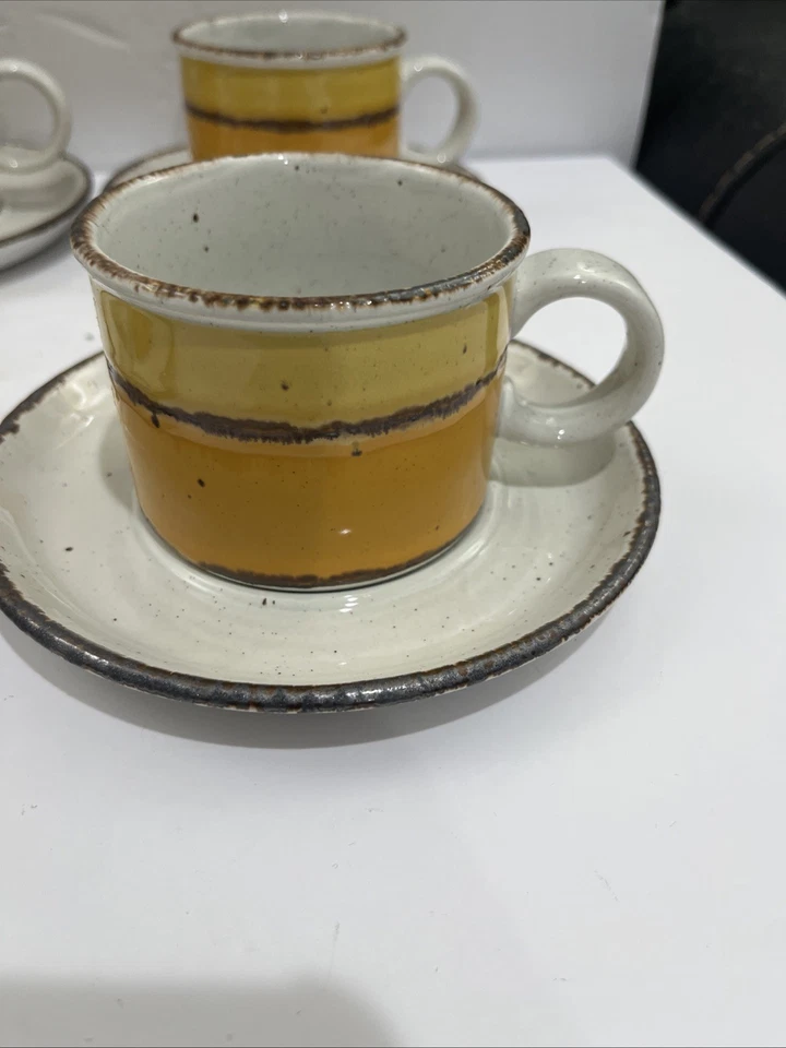 VTG Stonehenge Midwinter Sun Set Of 5 Tea, Coffee Cups, 6 Saucers Orange/Yellow - Image 3 of 4