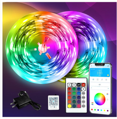 LED Lights Strip for Bedroom, Desk, RGB Decor with Remote and 24V Power Supply