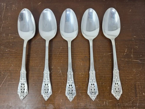 Wallace Set/5 Sterling Spoons Rose Point