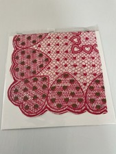 VINTAGE HANKIE HANDKERCHIEF - VALENTINE - 15" HEARTS ALL OVER - SOME METALLIC