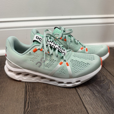 On Cloudsurfer Creek Women s Lace-Up Mesh Low Top Sneakers Green/White