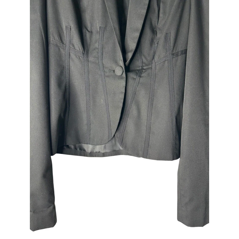 Blazer Kardashian Colección Mujer Talla S Negro Recortado Un Botón Manga Larga Foto 2 de 4