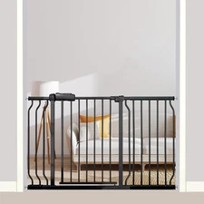 Extra Wide Baby Gate 48-52.7" Tension Mounted, Dog Gate for Banister Indoor Blac