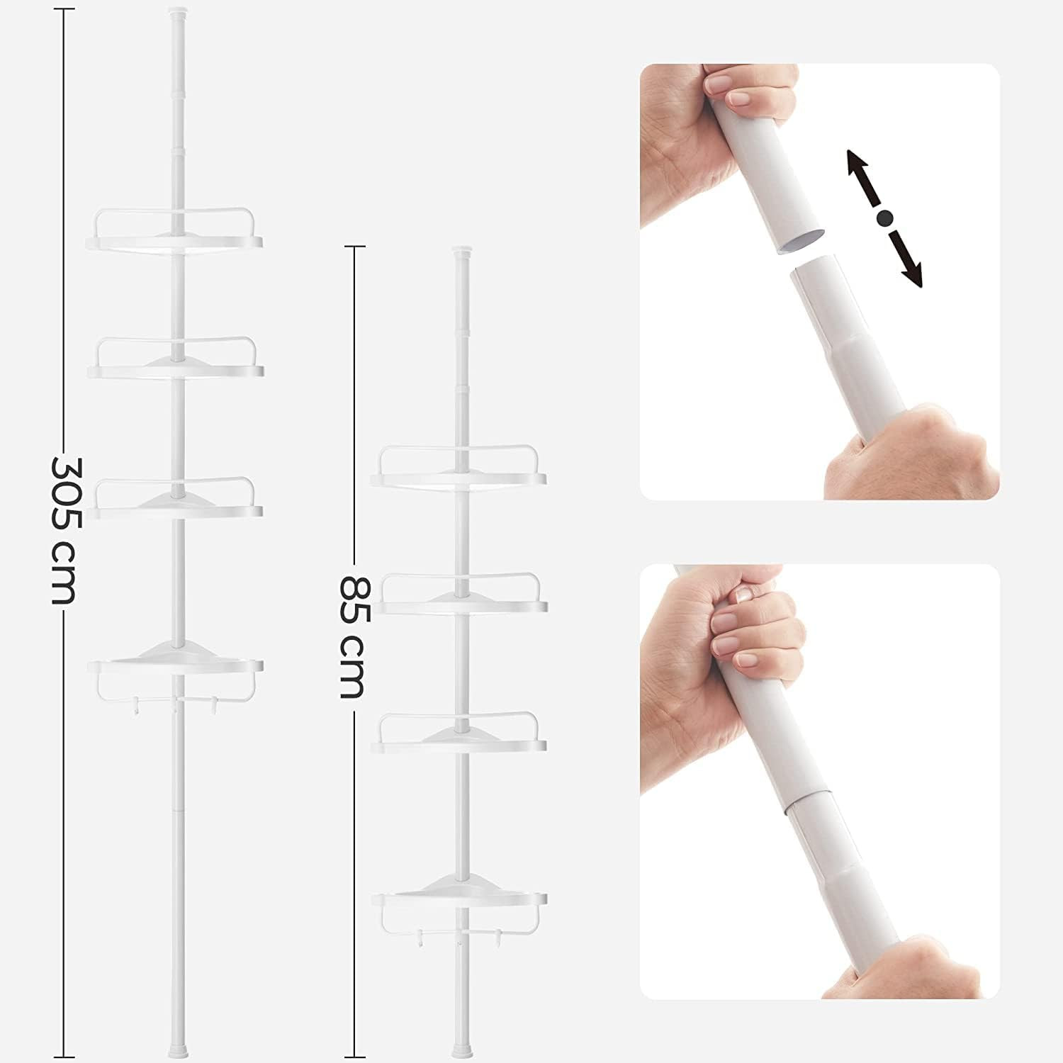 Étagère d'angle télescopique de douche sans perçage pour optimiser les petits espaces - 4