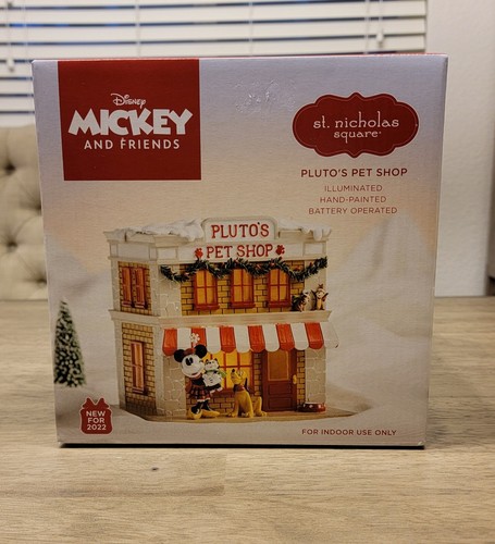 St Nicholas Square Christmas Village Disney Pluto's Pet Shop Mickey And Friends - Picture 2 of 5