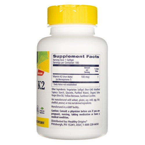 Healthy Origins Vitamina K2 MK-7 100 mcg, 180 capsule - Foto 2 di 4