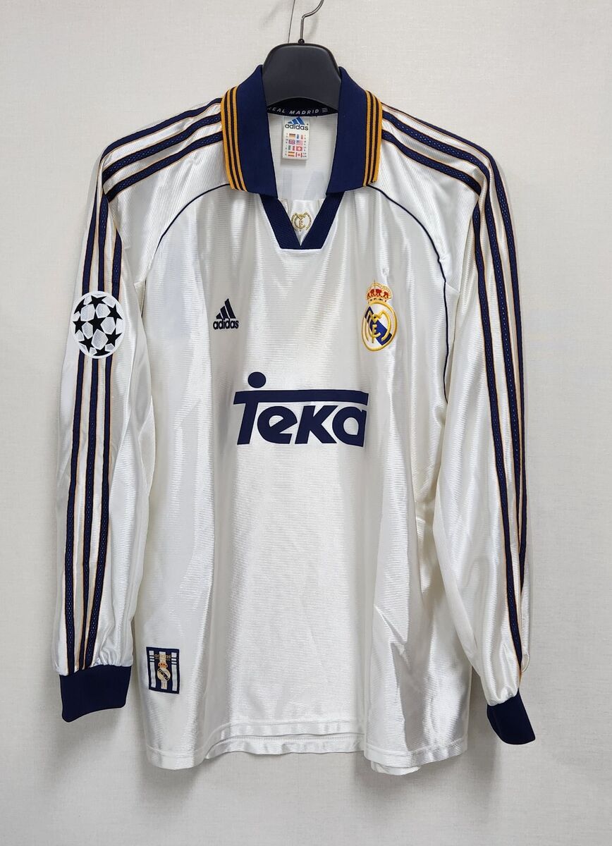 1999-00 REAL MADRID Home L/S No.7 RAUL Champions League Koszula 98