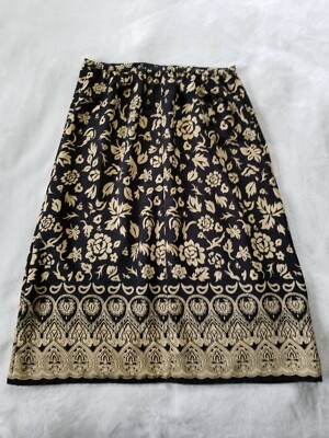 DANNY & NICOLE Women's Skirt Knee Length SIZE 10 Brown Tan Florals Fair Isle Zip