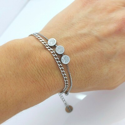 DAMEN EDELSTAHL ELEMENTS ARMBAND SYMBOLISCHER LEBENSBAUM 