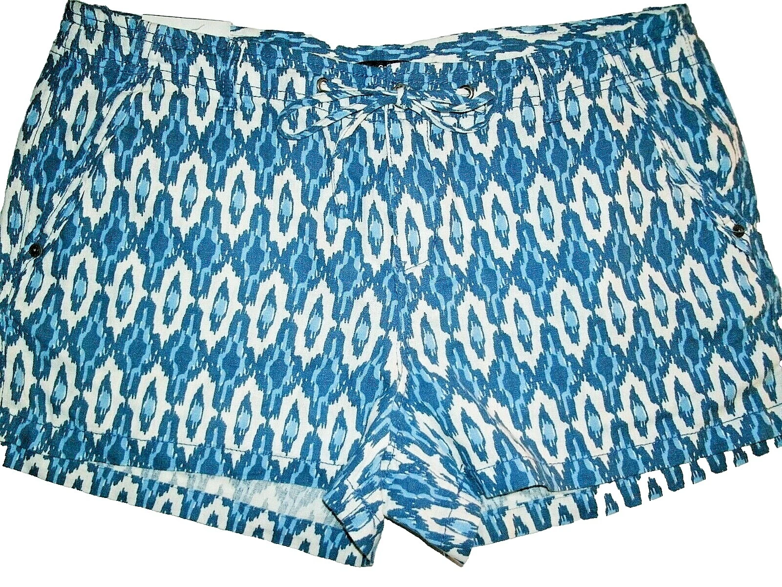 Mezcla de lino Pantalones Cortos geométrica para Mujeres