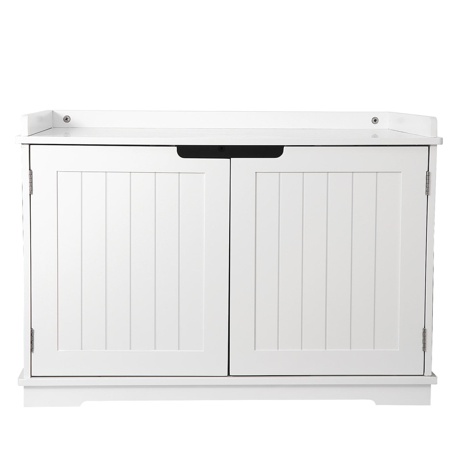 Durable Wood Cat Litter Box Cover Enclosure with Double Door for Living Room
