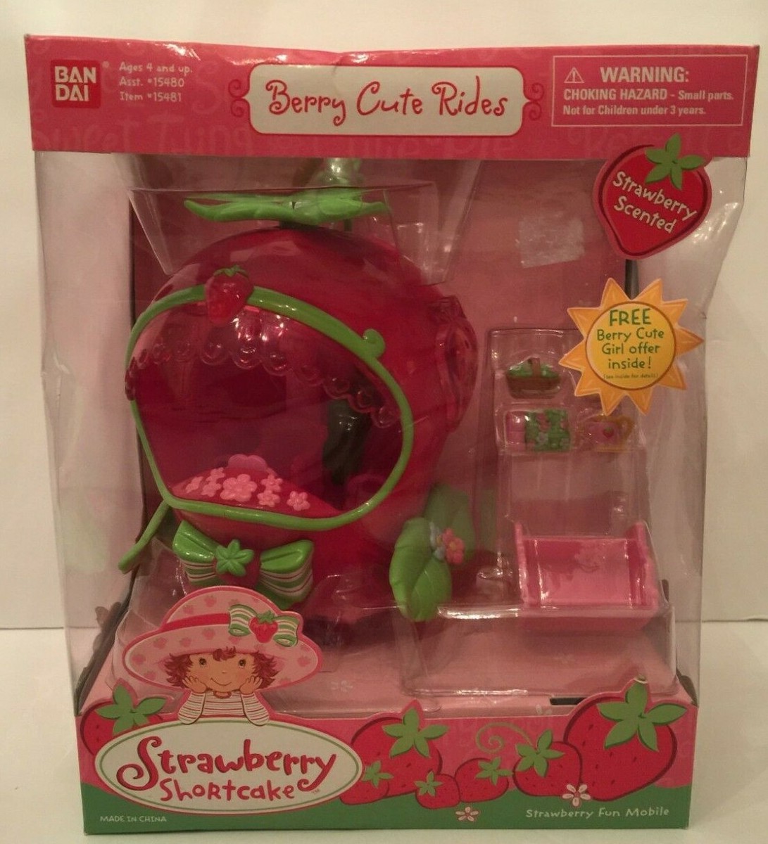 Vintage Bandai Strawberry Shortcake Berry Cute Rides Strawberry