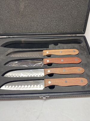 Kansas City Steak 4-piece Steak Knife Set Rosewood Handles Case Superior Quality