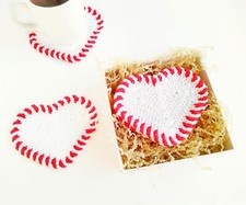 Handmade Crochet Coasters Table Set of 4 Absorbent Valentines Day Gift for Mom