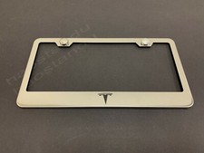 1xteslalogo Stainless Steel License Plate Frame Screw Caps 1xteslalogo Stainless Steel License Plate Frame Screw Caps