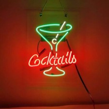 US STOCK 24"x20" Cocktails Martini Acrylic Neon Sign Light Lamp Decor Beer LS