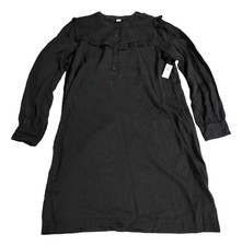 Old Navy Dress Womens Medium Charcoal Black Ruffle 100% Lyocell Dress