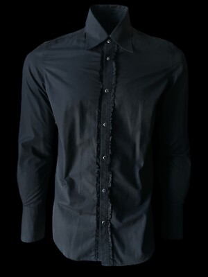 Dsquared2 men's luxury chic shirt black buttons streets size M Italy