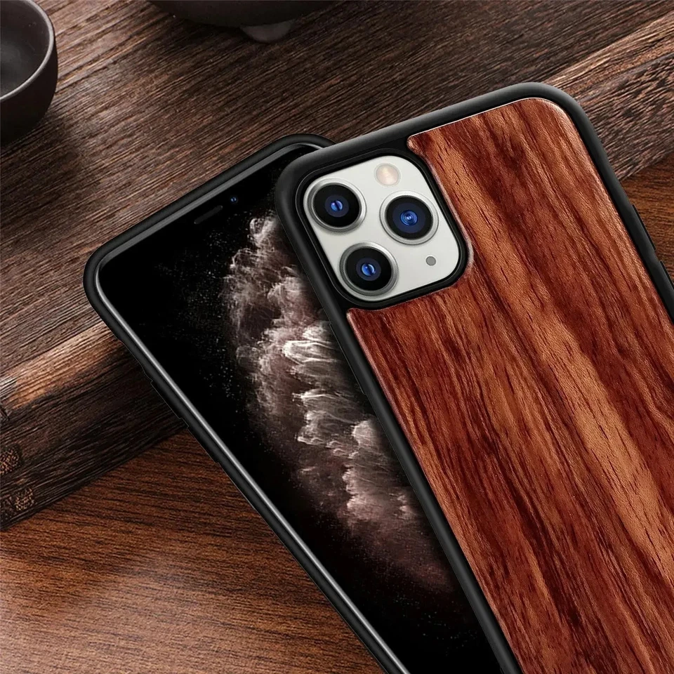 Funda Madera para iPhone 16 15 14 13 12 Mini Plus Pro Max Madera Teléfono Celular Cubierta Foto 3 de 4