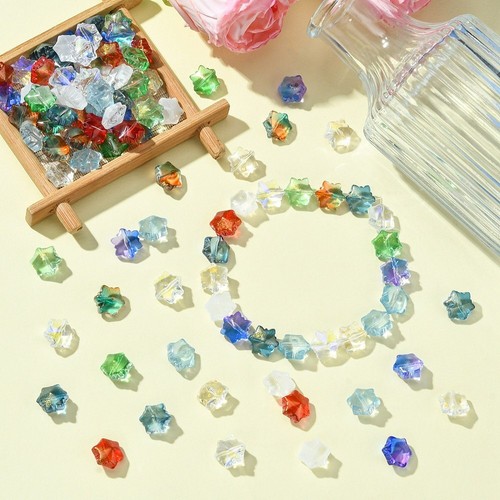 100Pcs 9 Colors Winter Christmas Snowflake Glass Crystal Beads Bracelets Making - Picture 6 of 6