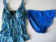 Plus Size 20/24 Tankini Simply Fit Ruffled Full Brief Swim Bathing Suit
