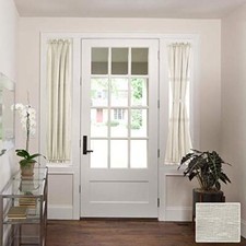 Linen French Door Curtains Privacy Light Reducing Door 25"W x 72"L Natural