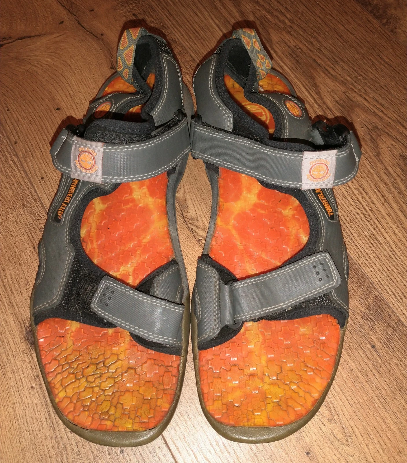 Sandali Timberland punta aperta uomo taglia 11M sandali pelle grigio