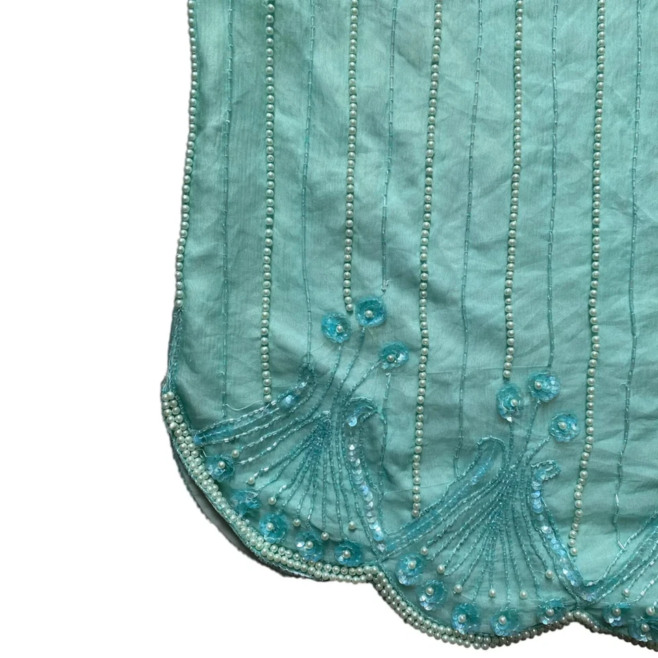 Blusa de seda feminina XL vintage com lantejoulas feita em LA peça de luxo - Imagem 4 de 4