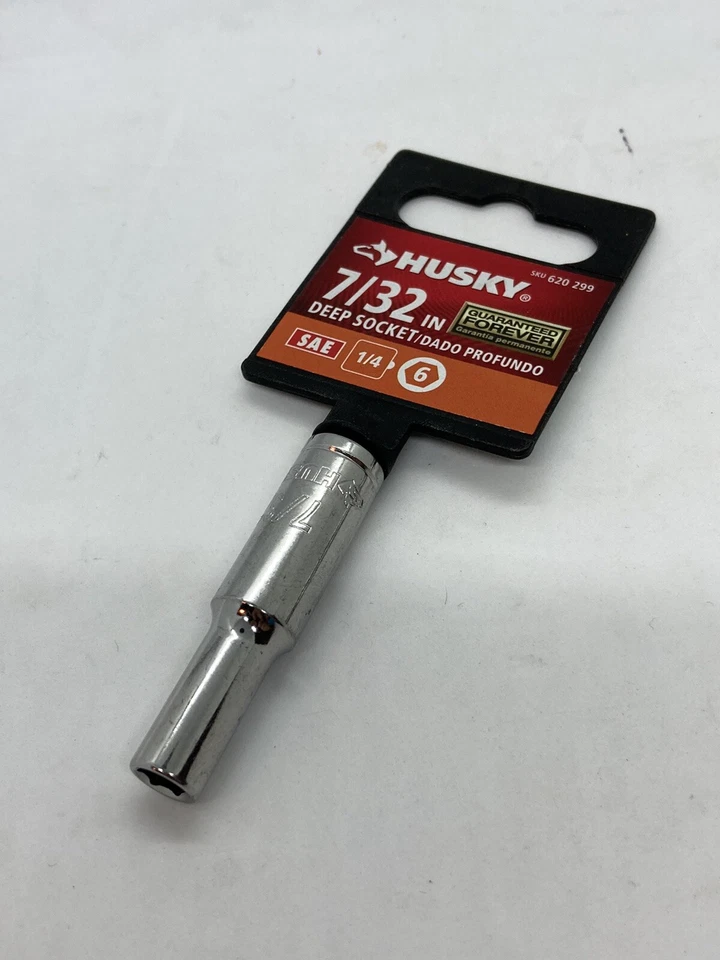 Lot Of 5 Husky 1/4 Drive 6pt DEEP Socket, Size 7/32”, Chrome T1 - Image 4 of 4