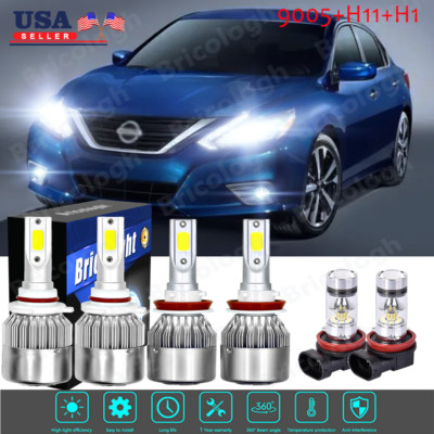 For 2007-2018 Nissan Altima Combo LED Headlight High Low + Fog light bulbs C6