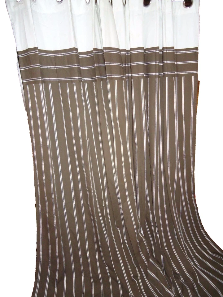 NAUTICA CAFÉ MARRÓN Y BLANCO RAYAS OJAL (PAR) PANELES FORRADOS CORTINAS 51 X 84 Foto 2 de 4