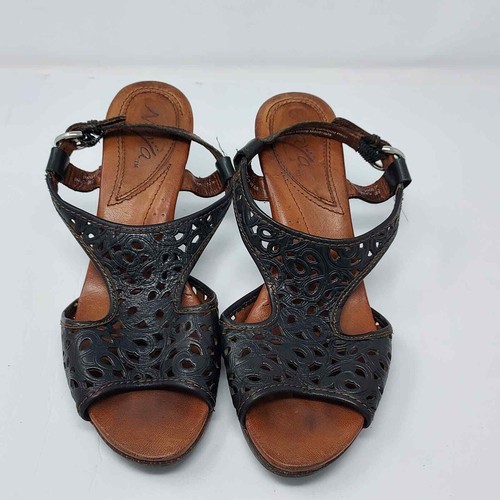 Naya Black Laser Cut Peep Toe Heels Size 8 - Picture 2 of 11