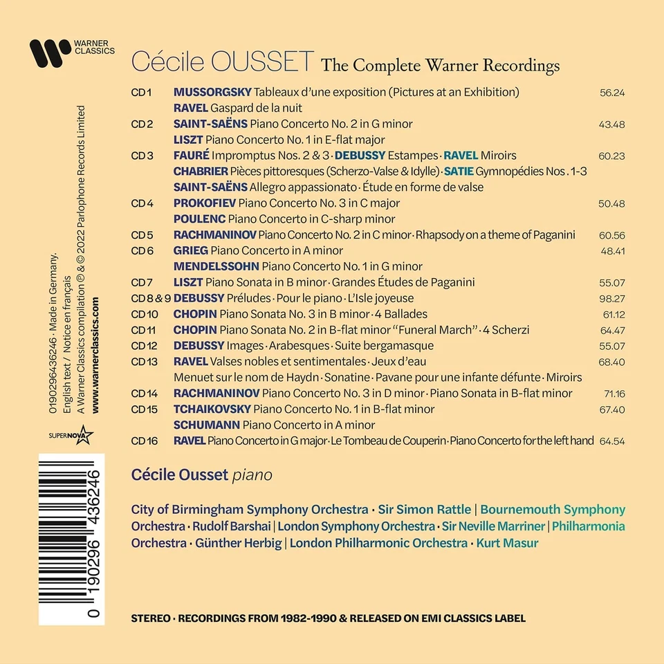 Cecile Ousset -The Complete Warner Recordings 16-CD Box Set -NEW (Ravel/Chopin) - Image 2 of 2