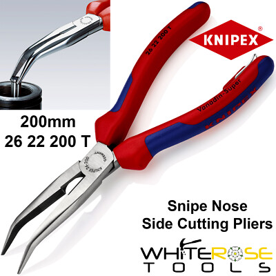 Knipex Zange Schere Nase Seitenschneiden 40° Biegung gebogen 200 mm Griffe Binderpunkt