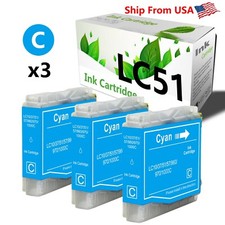  3-Pack,Cyan LC 51 LC51 Ink Cartridge for DCP-130C MFC-5860CN Printer