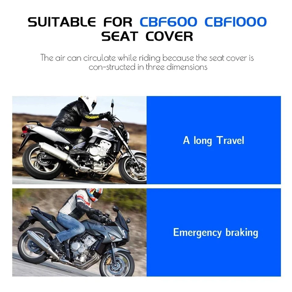 Funda de asiento de tela de malla 3D antideslizante para motocicleta Honda CBF600 CBF1000 CBF 600 Foto 4 de 4