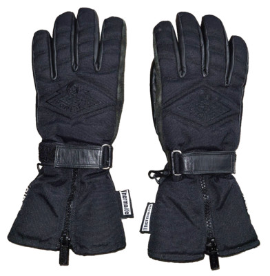 Vtg Orina Nibo black Thermalite heavy winter motorcycle gloves, ladies' size 8 D