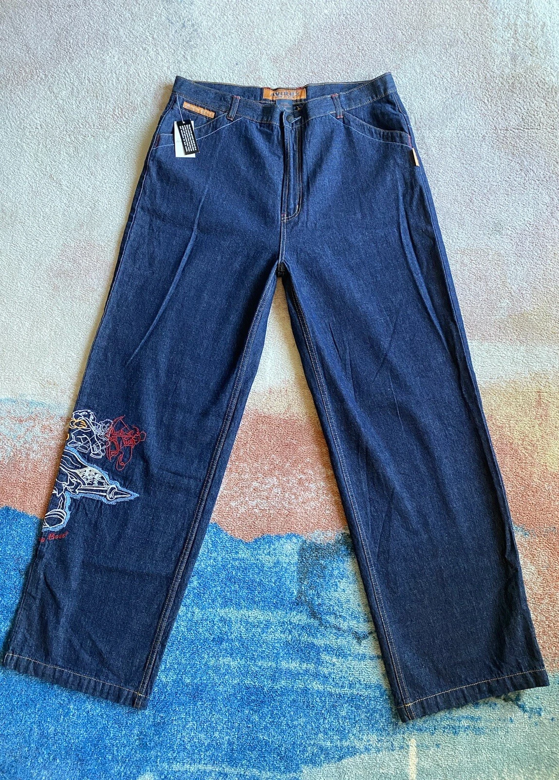 Jean brodé baggy Avirex Crazy Deadstock vintage année 2000 
