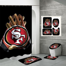 only Shower Curtain or Bathroom Set San Francisco 49ers Logo 4 Pcs Shower Curtai