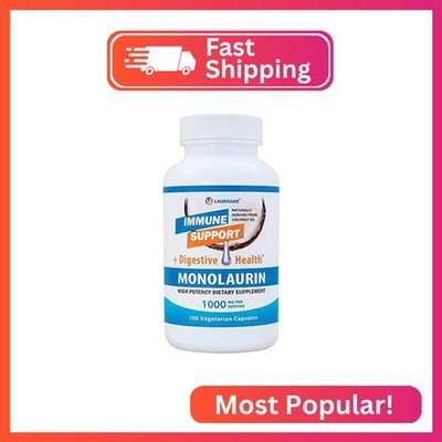 Lauricare Monolaurin Supplement for Immune Support - Gut Health - 1000mg Per Ser